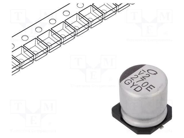 Capacitor: hybrid; 270uF; 25VDC; SMD; ESR: 20mΩ; ±20%; Ø10x10mm; 1.8A NICHICON GYD1E271MCQ1GS