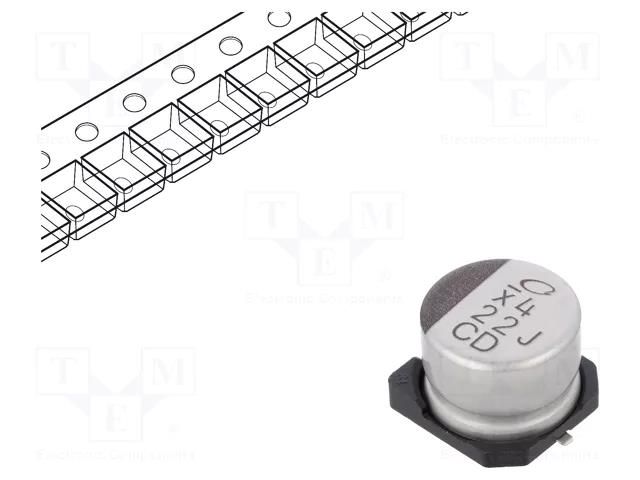 Capacitor: electrolytic; low ESR; SMD; 22uF; 63VDC; Ø8x6.2mm; ±20% NICHICON UCD1J220MCL6GS