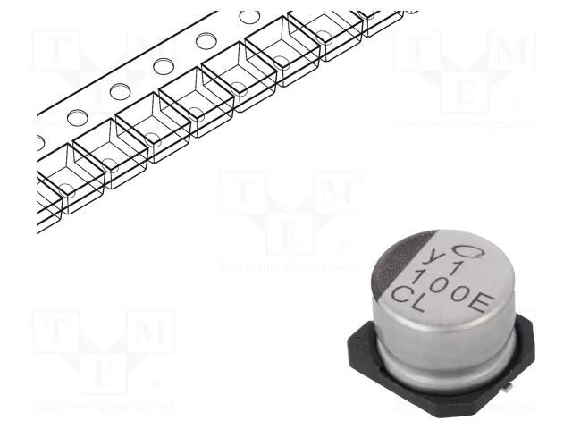 Capacitor: electrolytic; low ESR; SMD; 100uF; 25VDC; Ø8x6.2mm; ±20% NICHICON UCL1E101MCL6GS