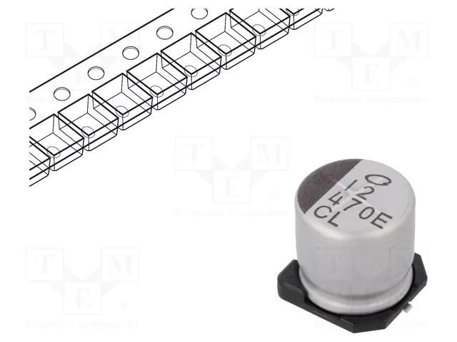 Capacitor: electrolytic; low ESR; SMD; 470uF; 25VDC; Ø10x10mm; ±20% NICHICON UCL1E471MNL1GS