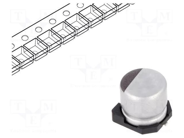Capacitor: electrolytic; SMD; 22uF; 35VDC; Ø5x5.8mm; ±20%; 2000h; 1Ω NICHICON UUD1V220MCL1GS
