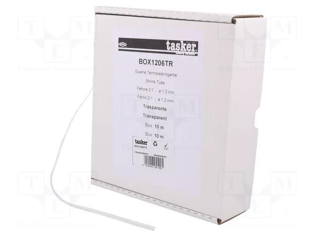 Heat shrink sleeve; glueless; 2: 1; 1.2mm; L: 10m; transparent TASKER BOX1206TR