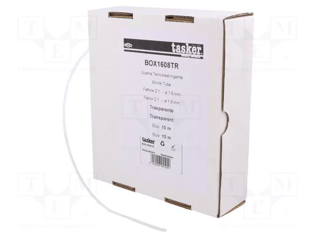 Heat shrink sleeve; glueless; 2: 1; 1.6mm; L: 10m; transparent TASKER BOX1608TR