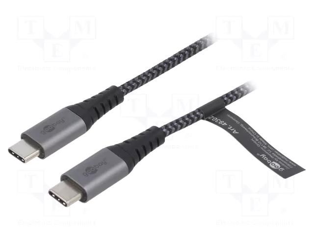 Cable; USB 2.0; USB C plug,both sides; 2m; 480Mbps; textile Goobay USB-C/C-TXT/2.0