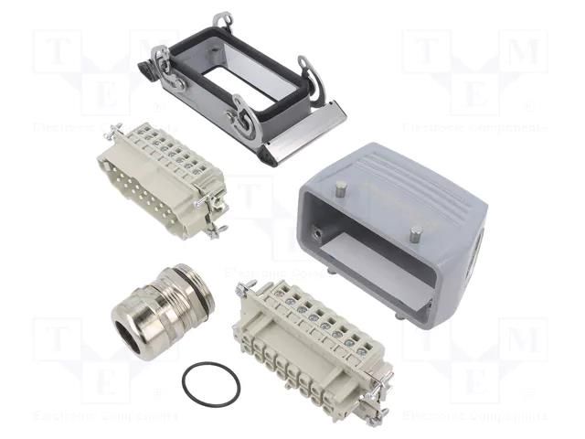 Connector: HDC; male + female; plug + socket,complete set; HE WEIDMÜLLER KIT-HE16.120