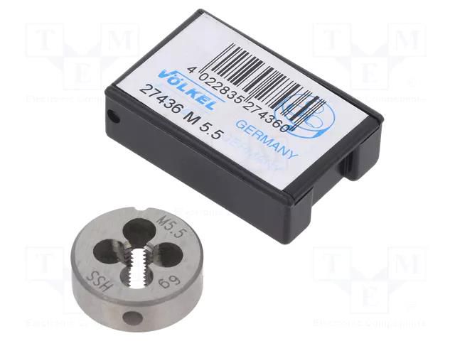 Threading die; high speed steel; M5,5; 0.9; Ø: 20mm; Thk: 7mm; 6g VÖLKEL VOLKEL-27436