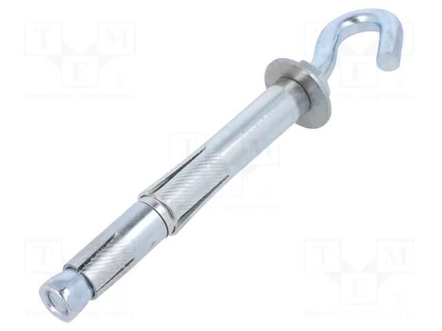 Hook; angular,with a anchor; steel; zinc; Thread len: 135mm DROMET D-ZHR10180