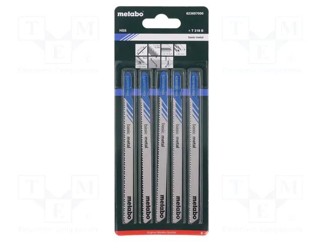 Hacksaw blade-set; tinware,metal; 106mm; 12teeth/inch; 5pcs. METABO MTB.623697000