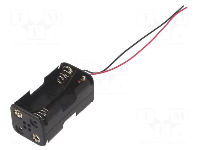 Holder; AA,R6; Batt.no: 4; cables; 150mm; black COMF BH-343-2A
