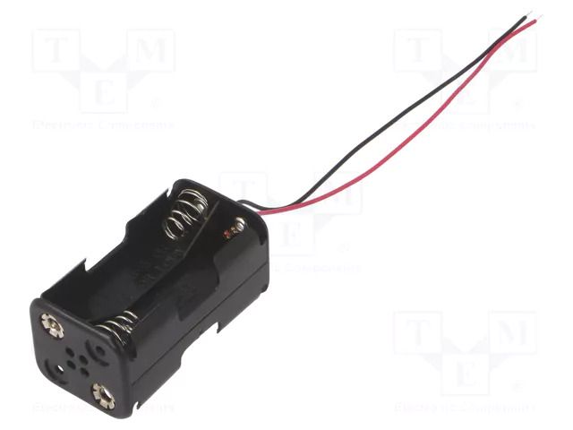 Holder; AA,R6; Batt.no: 4; cables; 150mm; black COMF BH-343-2A