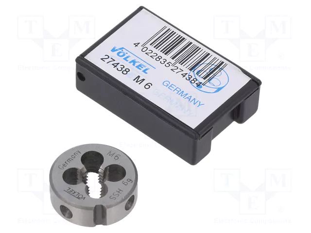 Threading die; M6; 1; Ø: 20mm; Thk: 7mm; high speed steel; 6g VÖLKEL VOLKEL-27438