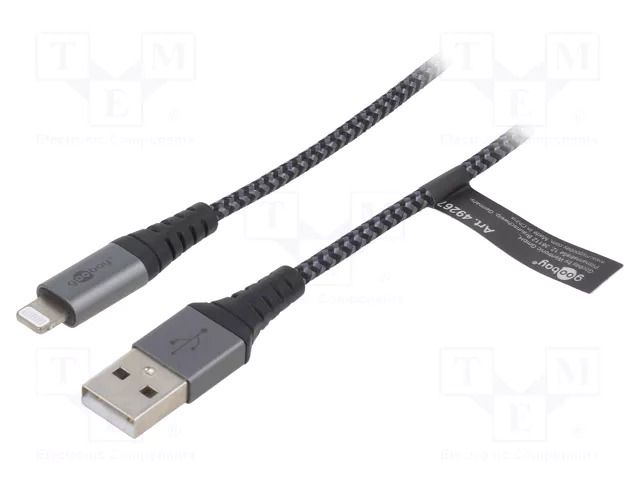 Cable; USB 2.0; Apple Lightning plug,USB A plug; 0.5m; 480Mbps GOOBAY USB-LIGHT-TXT/0.5