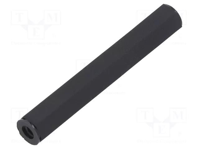 Screwed spacer sleeve; hexagonal; polyamide; M4; L: 55mm; black DREMEC TFF-M4X55/DR187