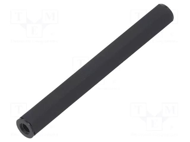 Screwed spacer sleeve; hexagonal; polyamide; M3; L: 55mm; black DREMEC TFF-M3X55/DR185