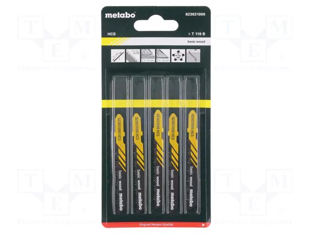 Hacksaw blade-set; tinware,metal; 106mm; 14teeth/inch; 5pcs. METABO MTB.623979000