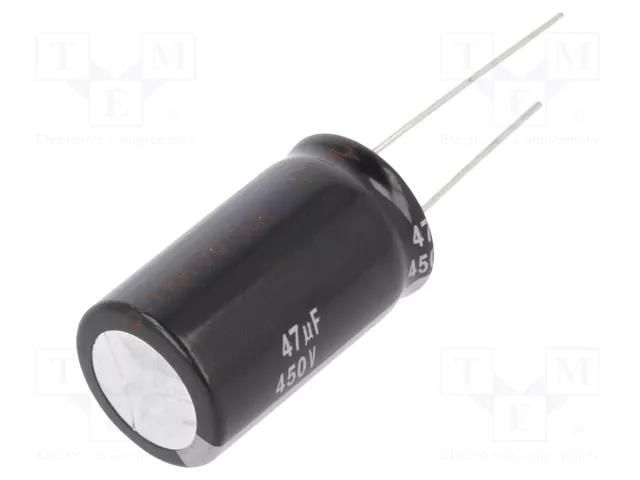 Capacitor: electrolytic; THT; 47uF; 450VDC; Ø18x31.5mm; ±20%; ED PANASONIC EEUED2W470