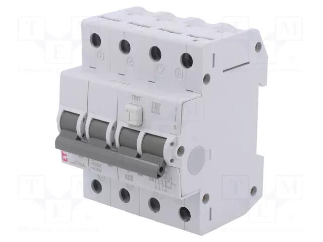 RCBO breaker; Inom: 10A; Ires: 30mA; Poles: 3+N; 230/400VAC; IP20 ETI POLAM 002174002