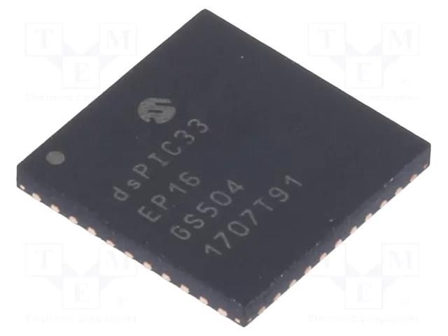 IC: dsPIC microcontroller; 16kB; 2kBSRAM; QFN44; DSPIC; 0.65mm MICROCHIP TECHNOLOGY 33EP16GS504-I/ML