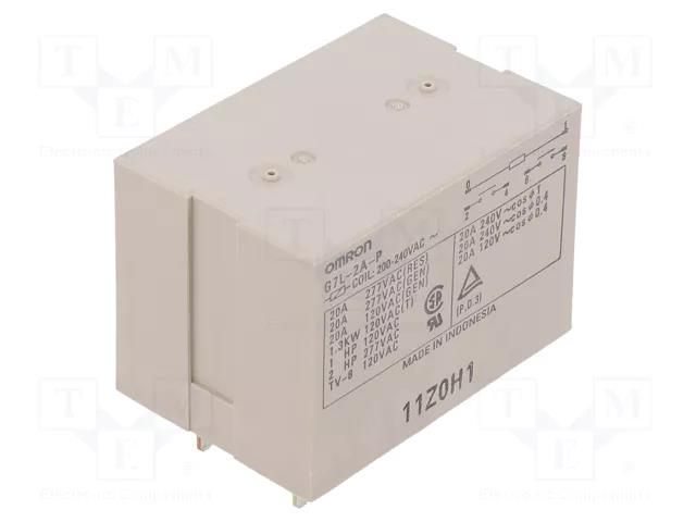 Relay: electromagnetic; DPST-NO; Ucoil: 220VAC; Icontacts max: 25A OMRON Electronic Components G7L-2A-P-200/240AC