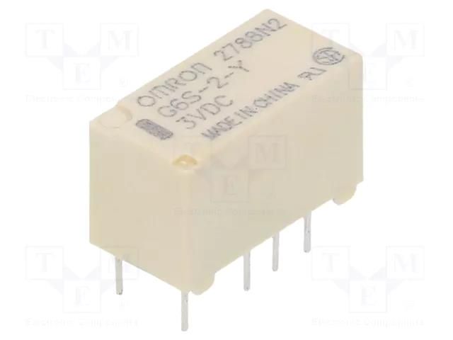 Relay: electromagnetic; DPDT; Ucoil: 3VDC; 2A; 0.5A/125VAC; G6S OMRON Electronic Components G6S-2-Y-3DC