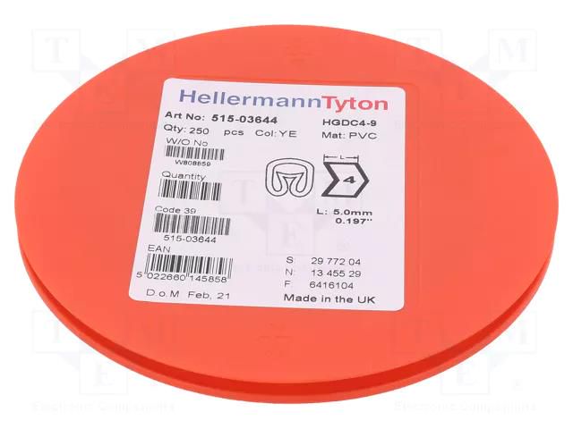 Markers; Marking: 4; 4÷9mm; PVC; yellow; -65÷105°C; leaded; HGDC4-9 HELLERMANNTYTON HGDC4-94-PVC-YE