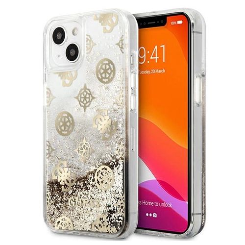 Guess GUHCP13SLGPEGO iPhone 13 mini 5.4&quot; gold/gold hardcase Peony Liquid Glitter, Guess 3666339025038 3666339025038