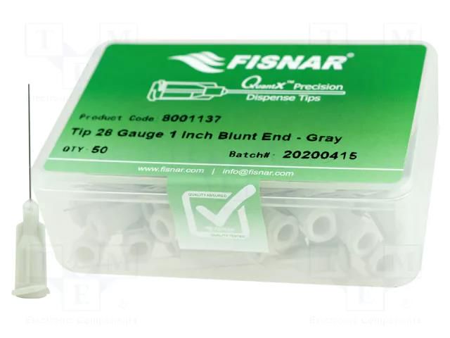 Needle: steel; 1"; Size: 28; straight; 0.19mm; Mounting: Luer Lock FISNAR FIS-28-1-ES