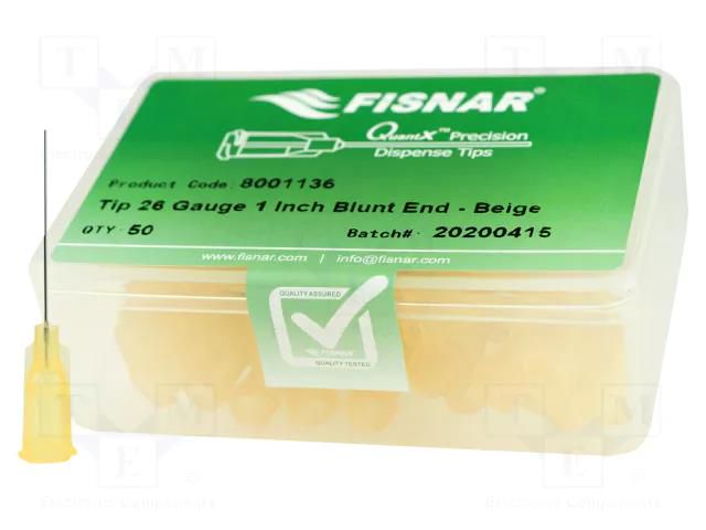 Needle: steel; 1"; Size: 26; straight; 0.23mm; Mounting: Luer Lock FISNAR FIS-26-1-ES