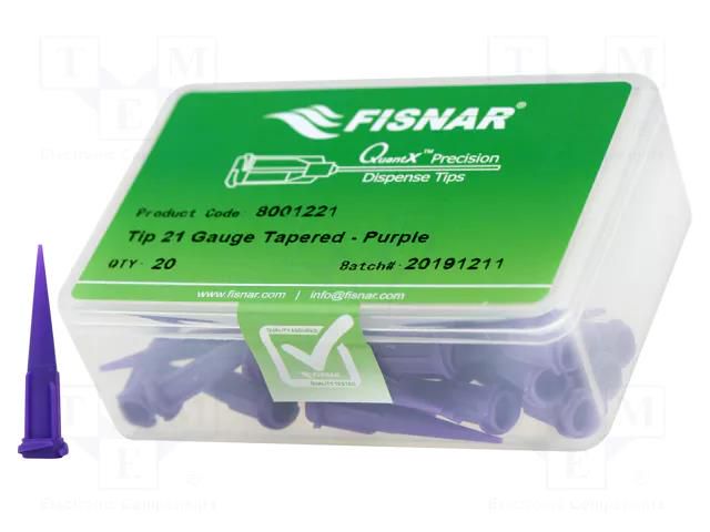 Needle: plastic; 1.25"; Size: 21; straight,conical; 0.51mm FISNAR FIS-21H