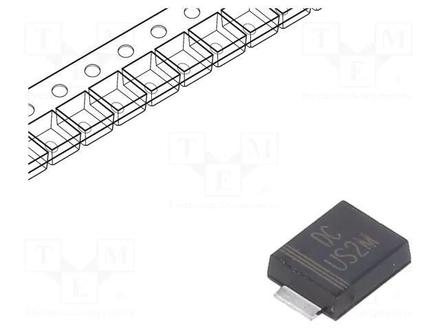 Diode: rectifying; SMD; 1kV; 2A; 75ns; SMB flat; Ufmax: 1.7V DC COMPONENTS US2MBF-DC