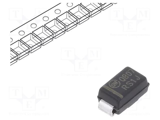 Diode: rectifying; SMD; 600V; 1A; 250ns; DO214AC,SMA; Ufmax: 1.3V ONSEMI RS1J-ONS