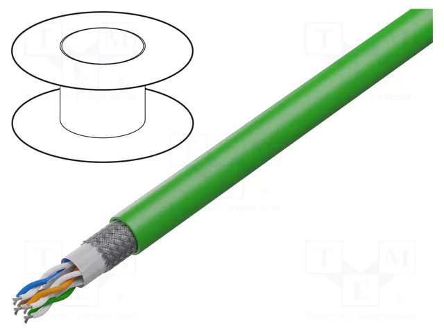Wire: data transmission; HELUKAT® 250S,SF/UTP; 4x2x26AWG; green HELUKABEL HELUKAT250S-SF/UTP