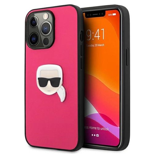 Karl Lagerfeld Leather Ikonik Karl&#39;s Head Metal Case for iPhone 13 Pro / 13 6.1&quot; - Pink, Karl Lagerfeld 3666339028596 3666339028596