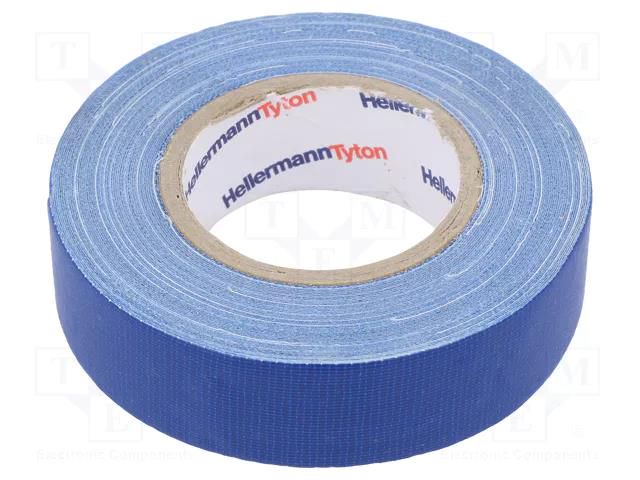 Tape: textile; W: 19mm; L: 10m; Thk: 0.31mm; blue; 64N/cm; 10%; cotton HELLERMANNTYTON HTAPE-TEX-19X10BL