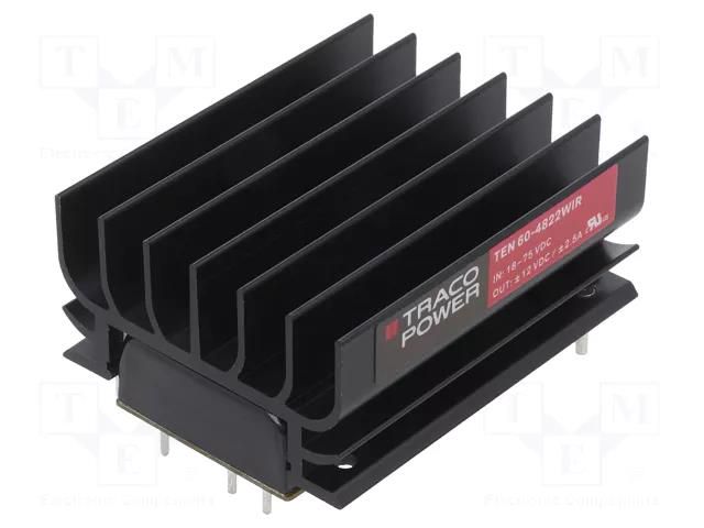 Converter: DC/DC; 60W; Uin: 36÷75VDC; Uout: 12VDC; Uout2: -12VDC TRACO POWER TEN60-4822WIR