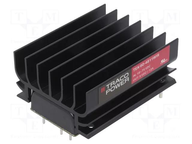 Converter: DC/DC; 60W; Uin: 36÷75VDC; Uout: 5VDC; Iout: 12000mA TRACO POWER TEN60-4811WIR