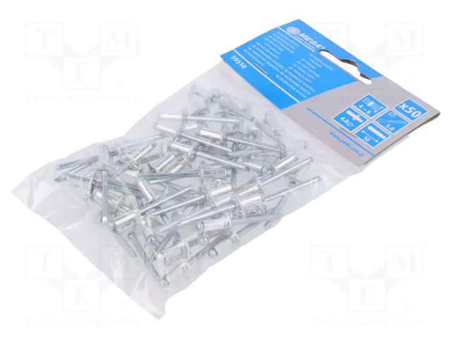 Rivet; aluminium; Rivet diam: 4.8mm; L.rivet: 10mm; 50pcs. MEGA MGA-59510