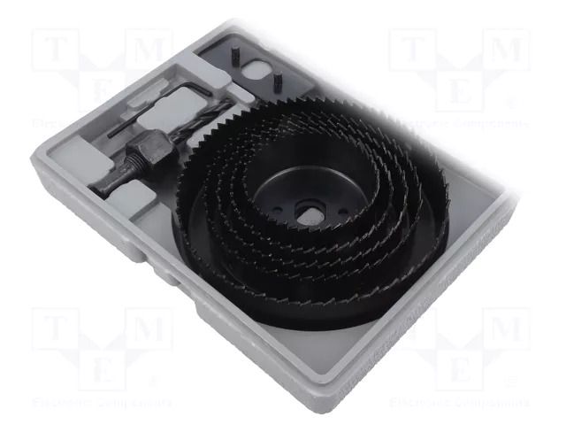 Hole saw set; 64mm,76mm,89mm,102mm,127mm; wood,drywall; 8pcs. MEGA MGA-26408