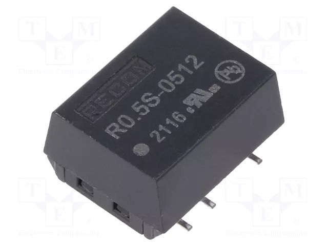 Converter: DC/DC; 0.5W; Uin: 4.5÷5.5VDC; Uout: 12VDC; Iout: 42mA; SMT RECOM R0.5S-0512