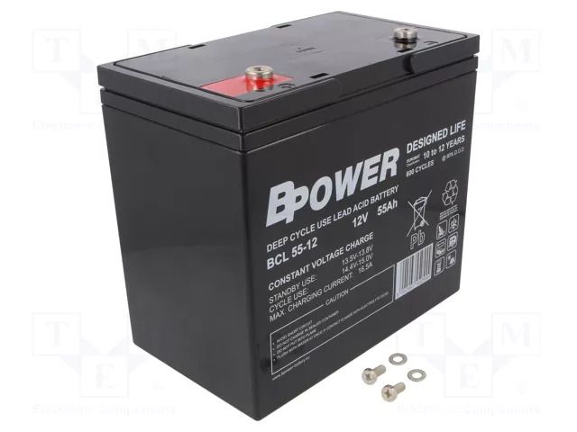 Re-battery: acid-lead; 12V; 55Ah; AGM; maintenance-free; BCL; 17kg BPOWER ACCU-BCL55-12/BP