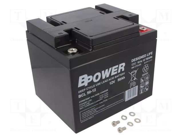 Re-battery: acid-lead; 12V; 50Ah; AGM; maintenance-free; BCL BPOWER ACCU-BCL50-12/BP