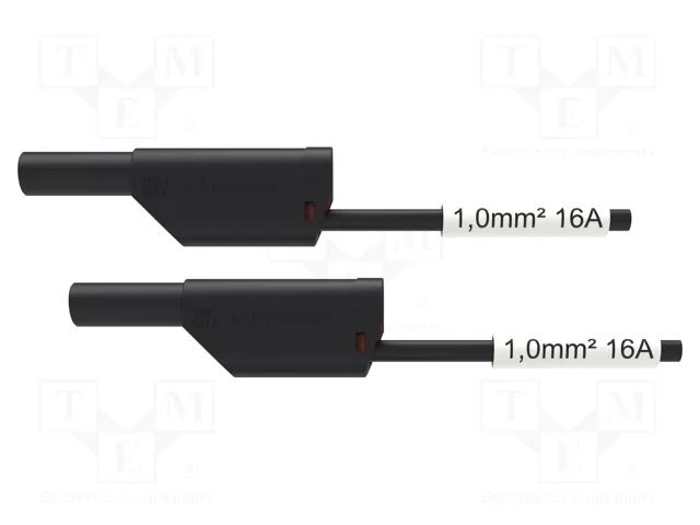 Test lead; 16A; banana plug 4mm,both sides; Urated: 1kV; Len: 1.5m SCHÜTZINGER VSFK8500SIL1150-SW