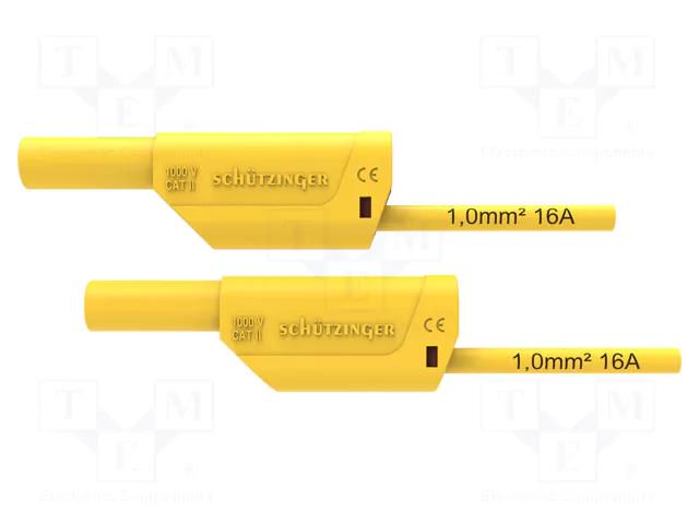 Test lead; 16A; banana plug 4mm,both sides; Urated: 1kV; Len: 1m SCHÜTZINGER VSFK85001100-GE