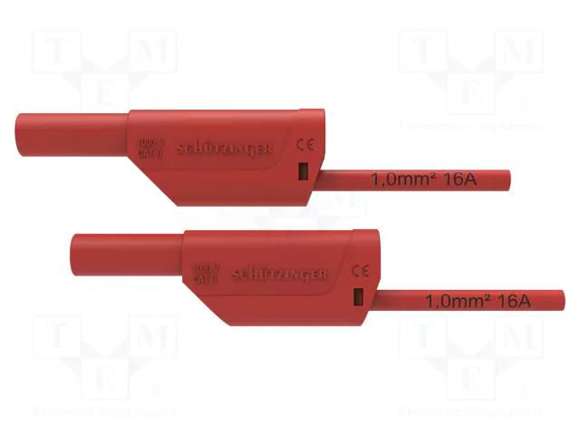Test lead; 16A; banana plug 4mm,both sides; Urated: 1kV; red SCHÜTZINGER VSFK8500125-RT