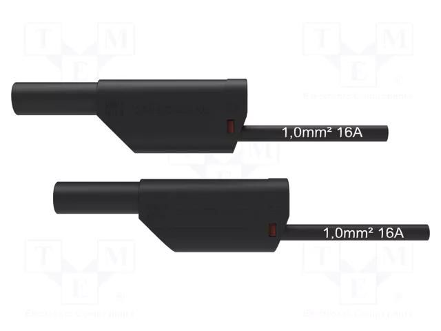 Test lead; 16A; banana plug 4mm,both sides; Urated: 1kV; Len: 1m SCHÜTZINGER VSFK85001100-SW
