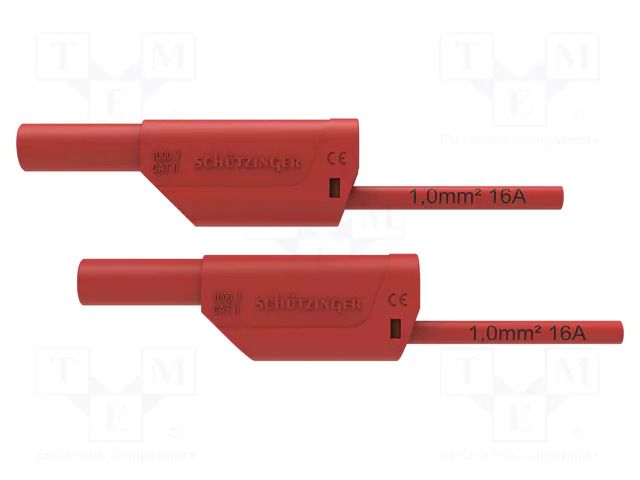 Test lead; 16A; banana plug 4mm,both sides; Urated: 1kV; Len: 1m SCHÜTZINGER VSFK85011100-RT