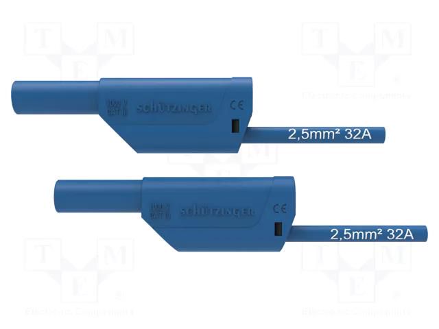 Test lead; 32A; banana plug 4mm,both sides; Urated: 1kV; Len: 1m SCHÜTZINGER VSFK870025100-BL