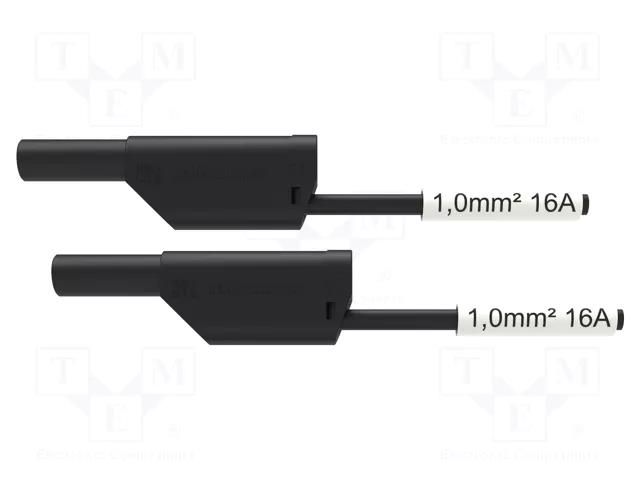 Test lead; 16A; banana plug 4mm,both sides; Urated: 1kV; Len: 2m SCHÜTZINGER VSFK8700SIL1200-SW