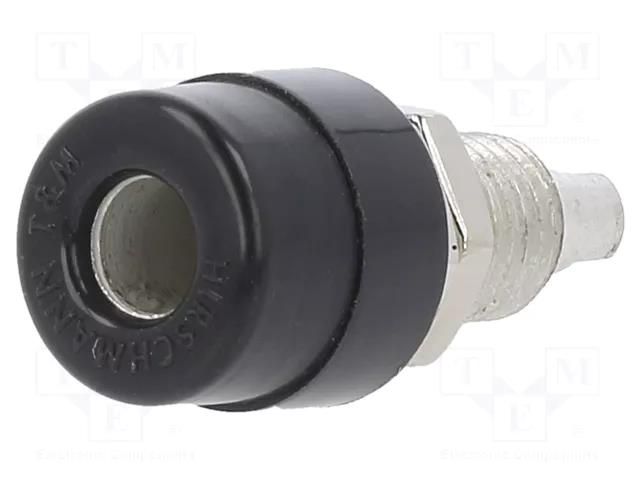 Connector: 4mm banana; socket; 32A; 60VDC; black; soldered,screw HIRSCHMANN T&M BIL20-SW