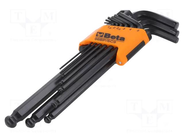 Wrench-set; hex key,spherical; long; 9pcs. BETA 96BP/SC9